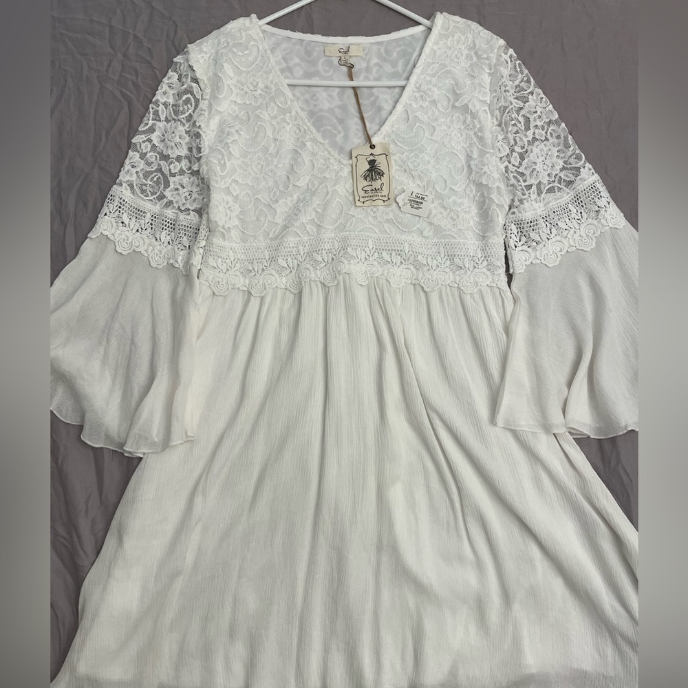 Easel Boutique White Lace Dress